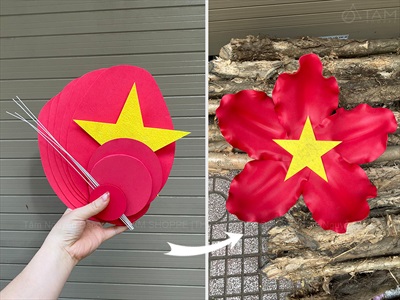 Set phụ kiện tự làm Hoa cờ Việt Nam [Loại đẹp - 3 Size] 35-45cm SET-DIY-06